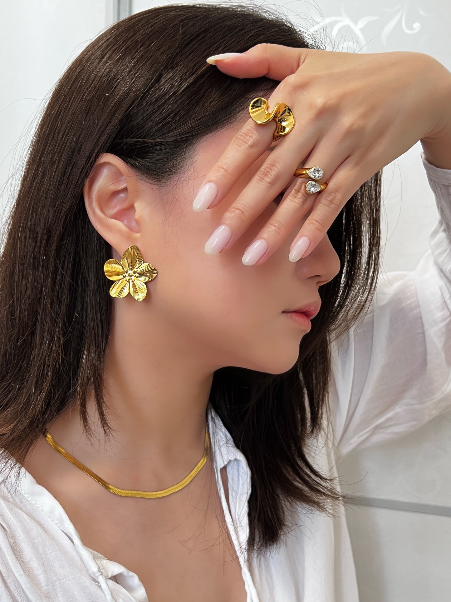 Magnolia Flower Stud Earrings