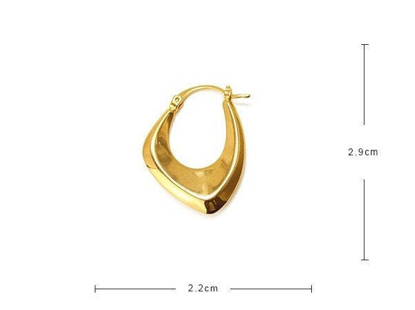 Minimalist Hoop Earrings, Gold Statement Hoop Earrings, Geometric Hoop Earrings, Triangle Earrings, Modern Hoop Earrings