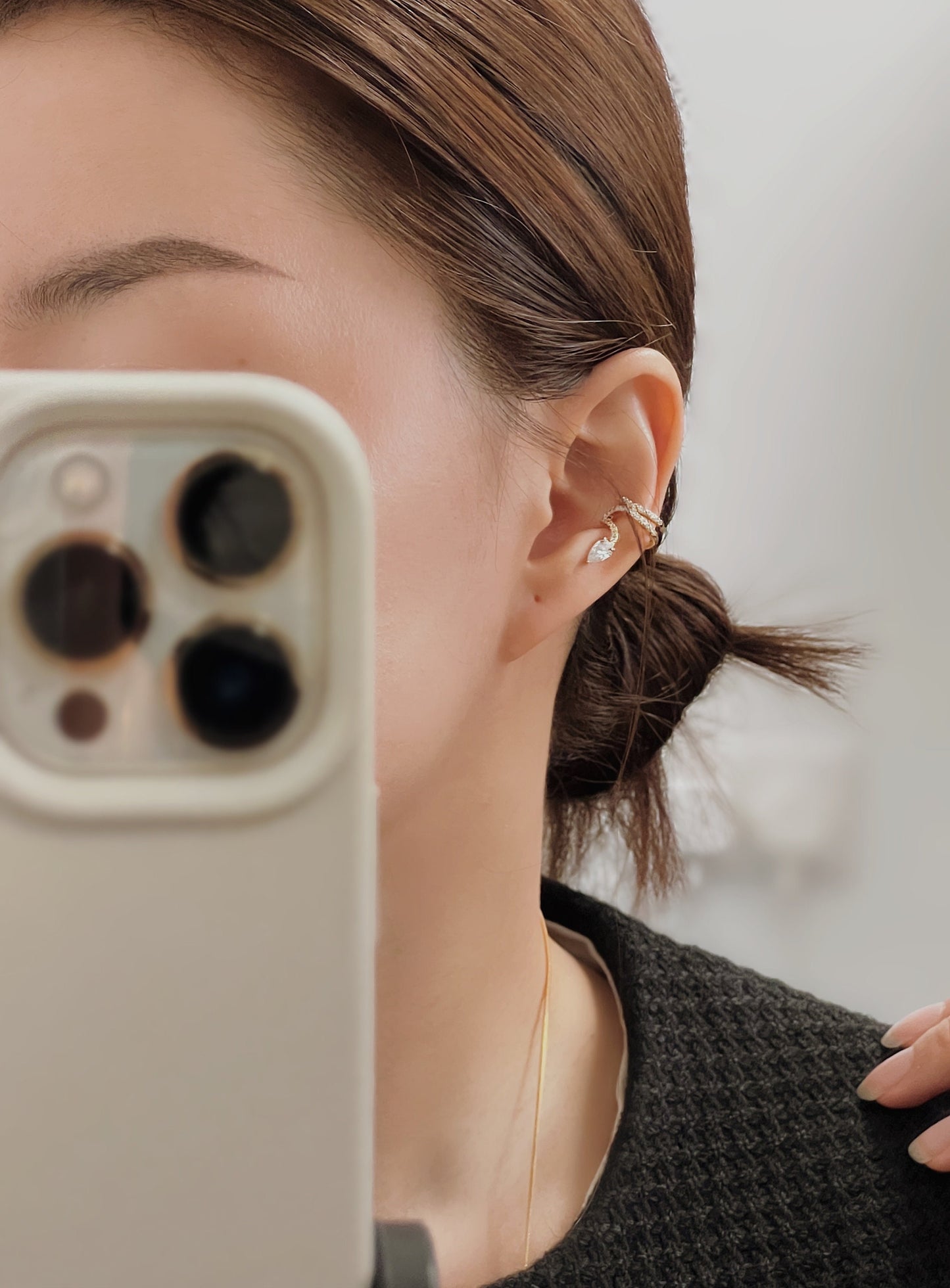 Snake Ear Cuff, Statement Serpent Ear Cuff, Irregular CZ Conch Ear Cuff, Shimmering CZ Diamond Stacking Ear Cuff, Non Pierced Helix Ear Cuff