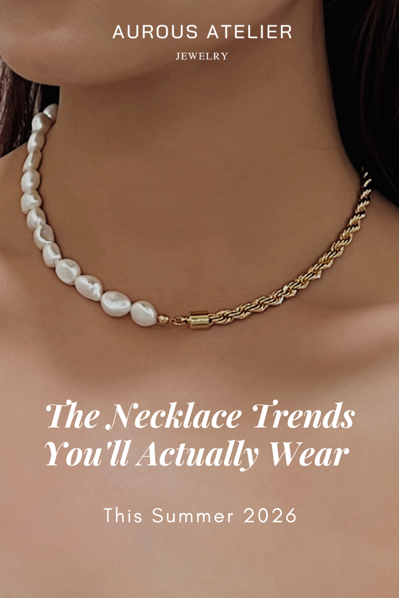 Blair half pearl half rope chain necklace gold summer 2026 trend Aurous Atelier