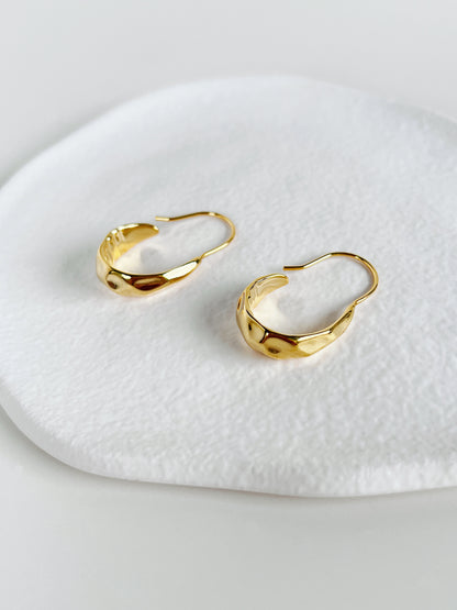 Opal Hammered Hoop Earrings