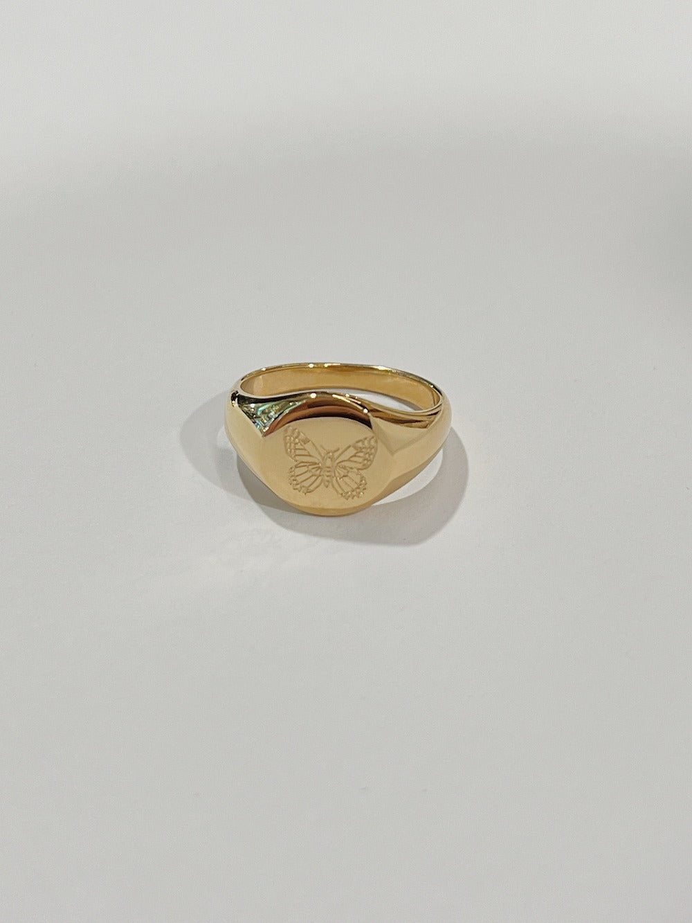 Gold Signet Ring, Butterfly Signet Ring, Stacking Ring, Statement Ring, Chunky Stamp Ring, Round Signet Ring, Minimalist Ring