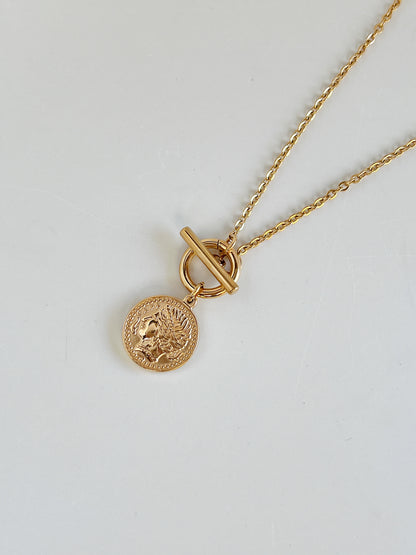 Maya Gold Medallion Necklace