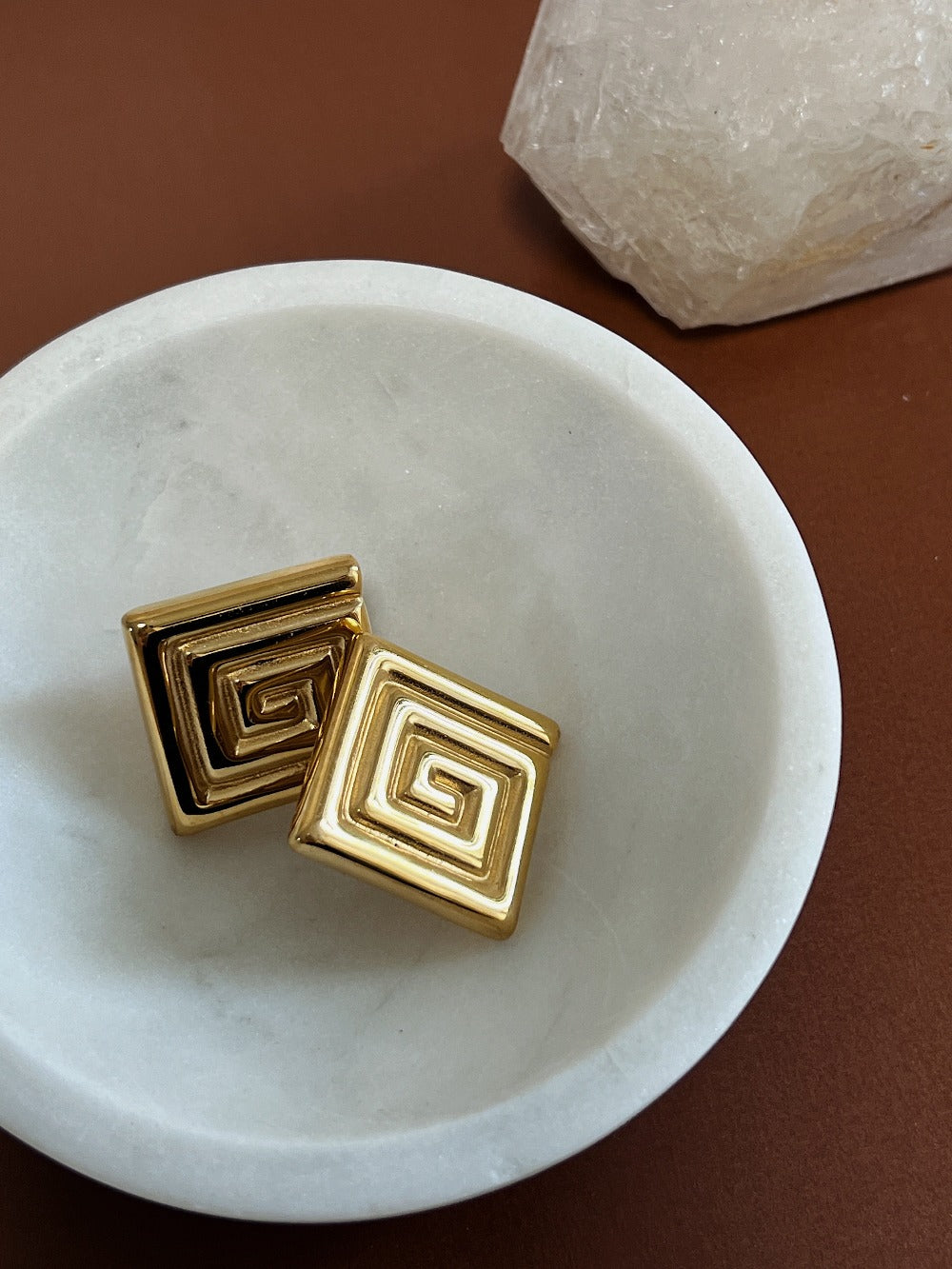 Monica Vintage Square Swirl Earrings