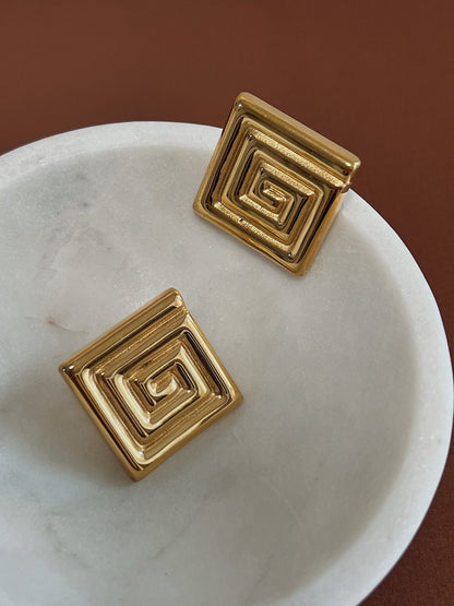 Monica Vintage Square Swirl Earrings