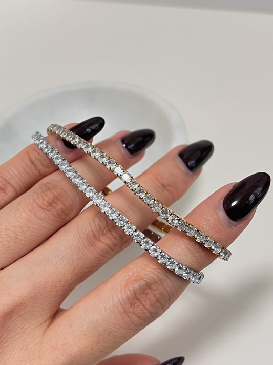 3mm Elastic Tennis Bracelet featuring a full channel of high-fire 5A Cubic Zirconia in a durable performance-grade construction.