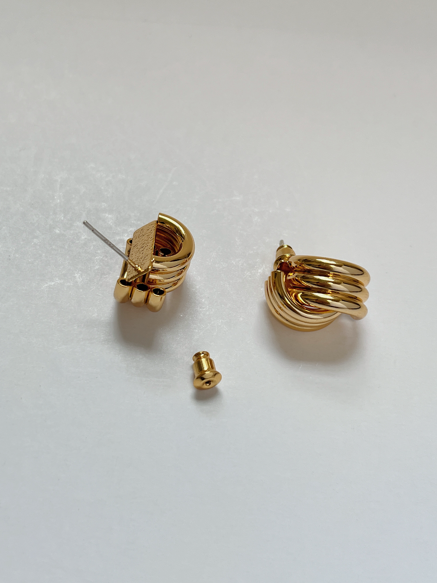 18K Gold Vintage Stud Earrings, Gold Knot Studs, Gold Shell Studs, Gold Woven Stud Earrings, Statement Ribbed Earrings, Textured Earrings, crossover stud earrings