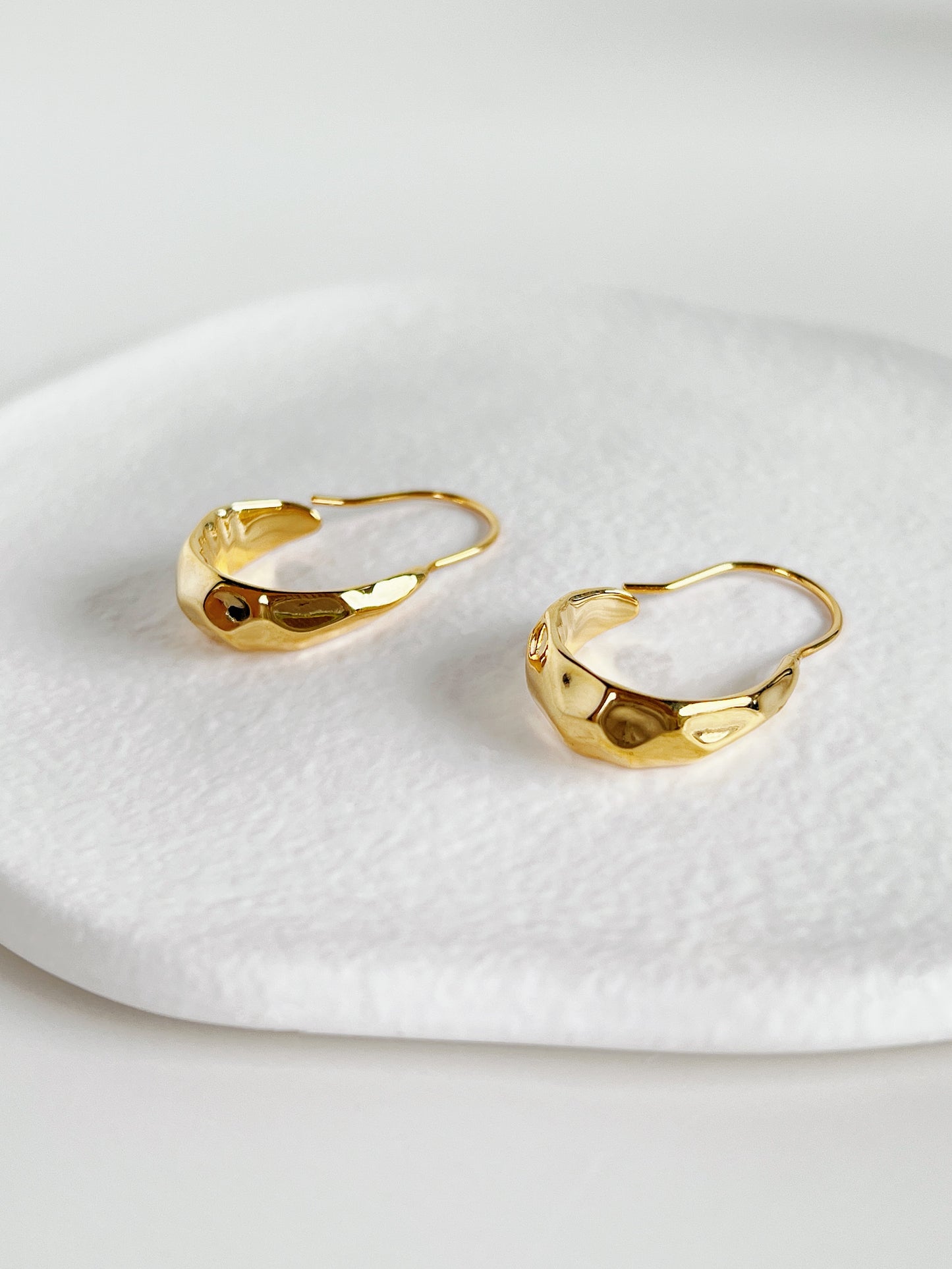 Opal Hammered Hoop Earrings