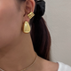 Aylen Gold Chunky Tear Drop Dome Stud Earrings