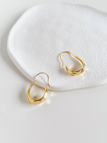 Opal Hammered Hoop Earrings