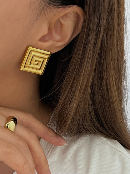 Monica Vintage Square Swirl Earrings