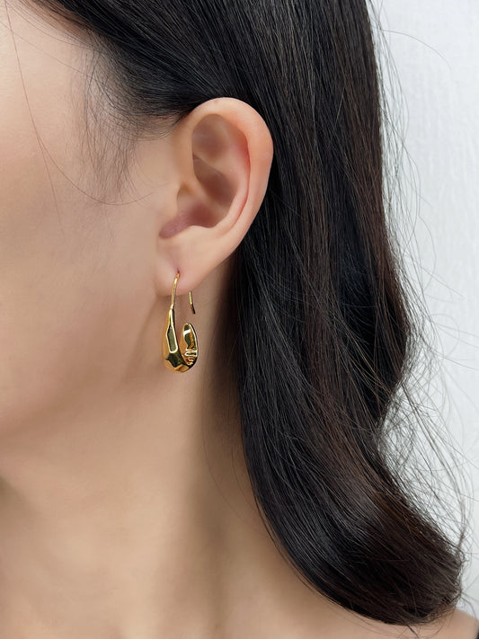 Opal Hammered Hoop Earrings