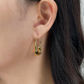 Opal Hammered Hoop Earrings