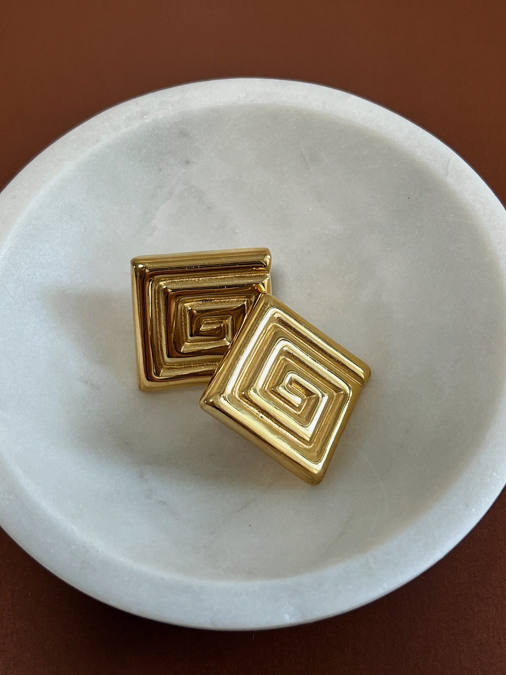 Monica Vintage Square Swirl Earrings