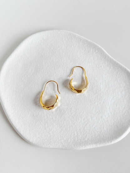 Opal Hammered Hoop Earrings