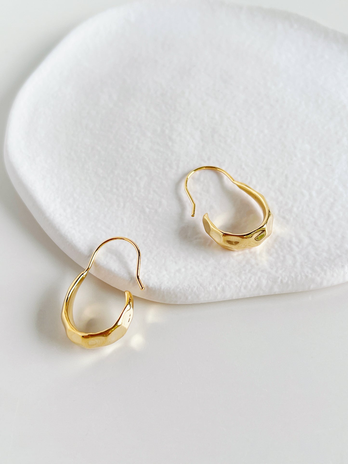 Opal Hammered Hoop Earrings
