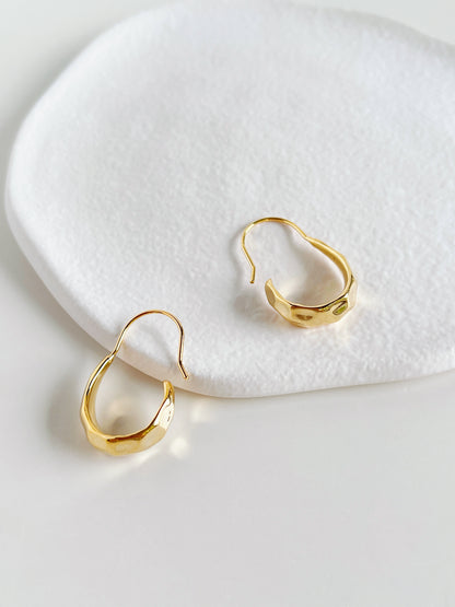 Opal Hammered Hoop Earrings