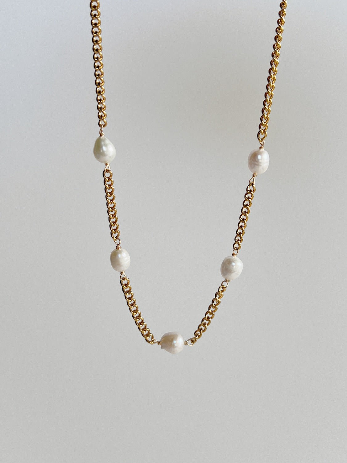 Freshwater Pearl Choker Chain Necklace, Layering Necklace, Vintage French Pendant Necklace, Gold Pearl Necklace, Multi Pearl Choker Necklace