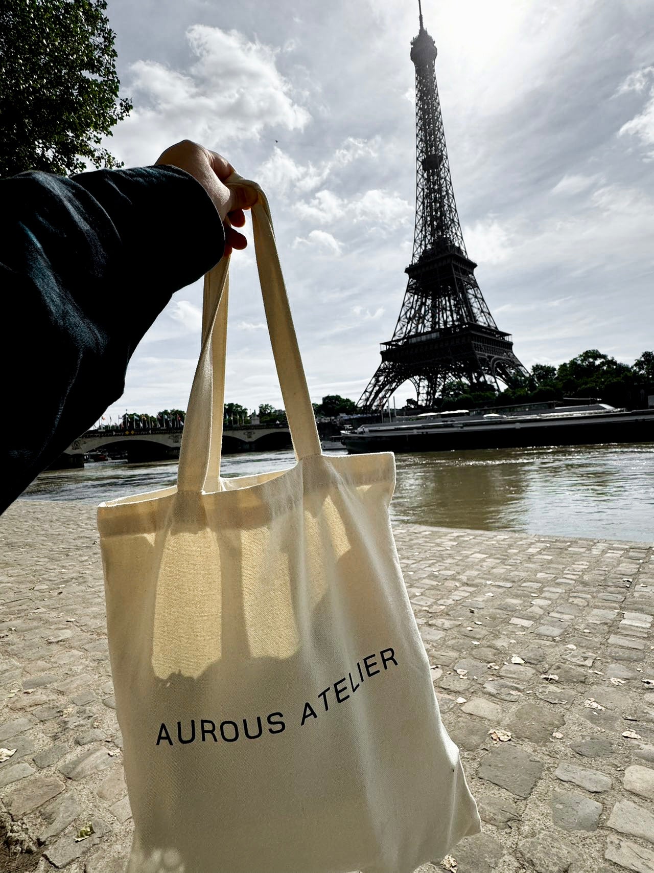 Aurous Atelier Canvas Tote Bag With Eiffel Tower