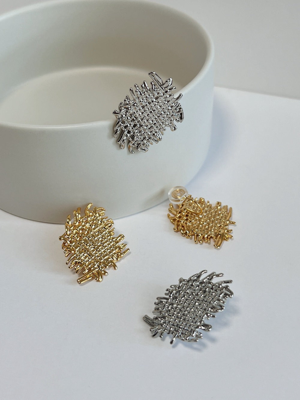 Hazel Weave Textured Clip On Earrings