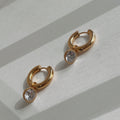Hailey Bezel Drop Hoop Earrings
