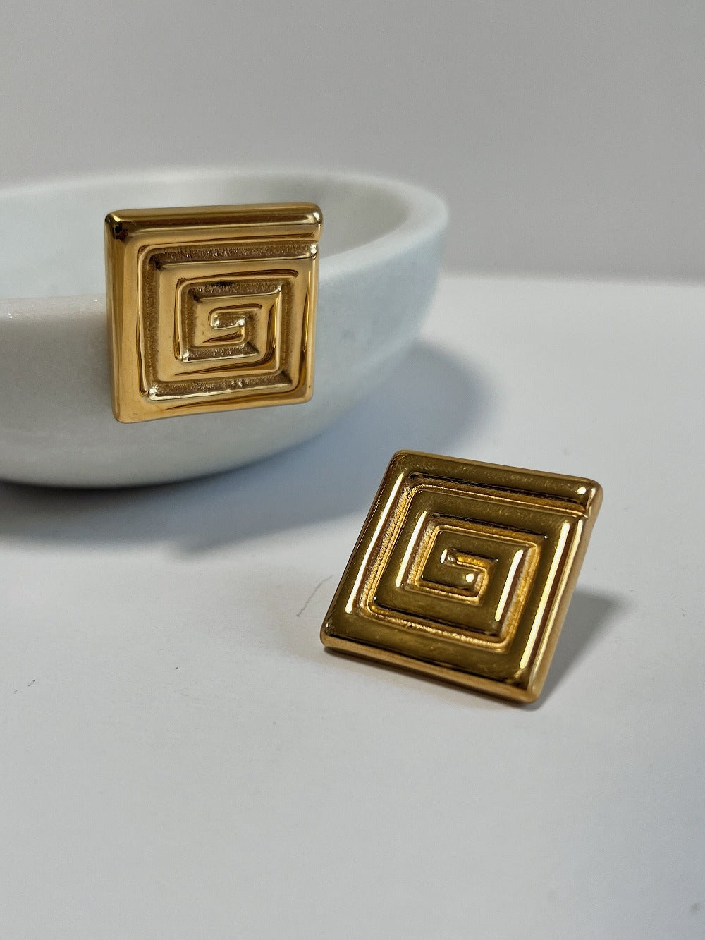 Monica Vintage Square Swirl Earrings