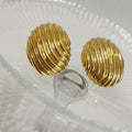 Jourdan Oval Ribbed Stud Earrings