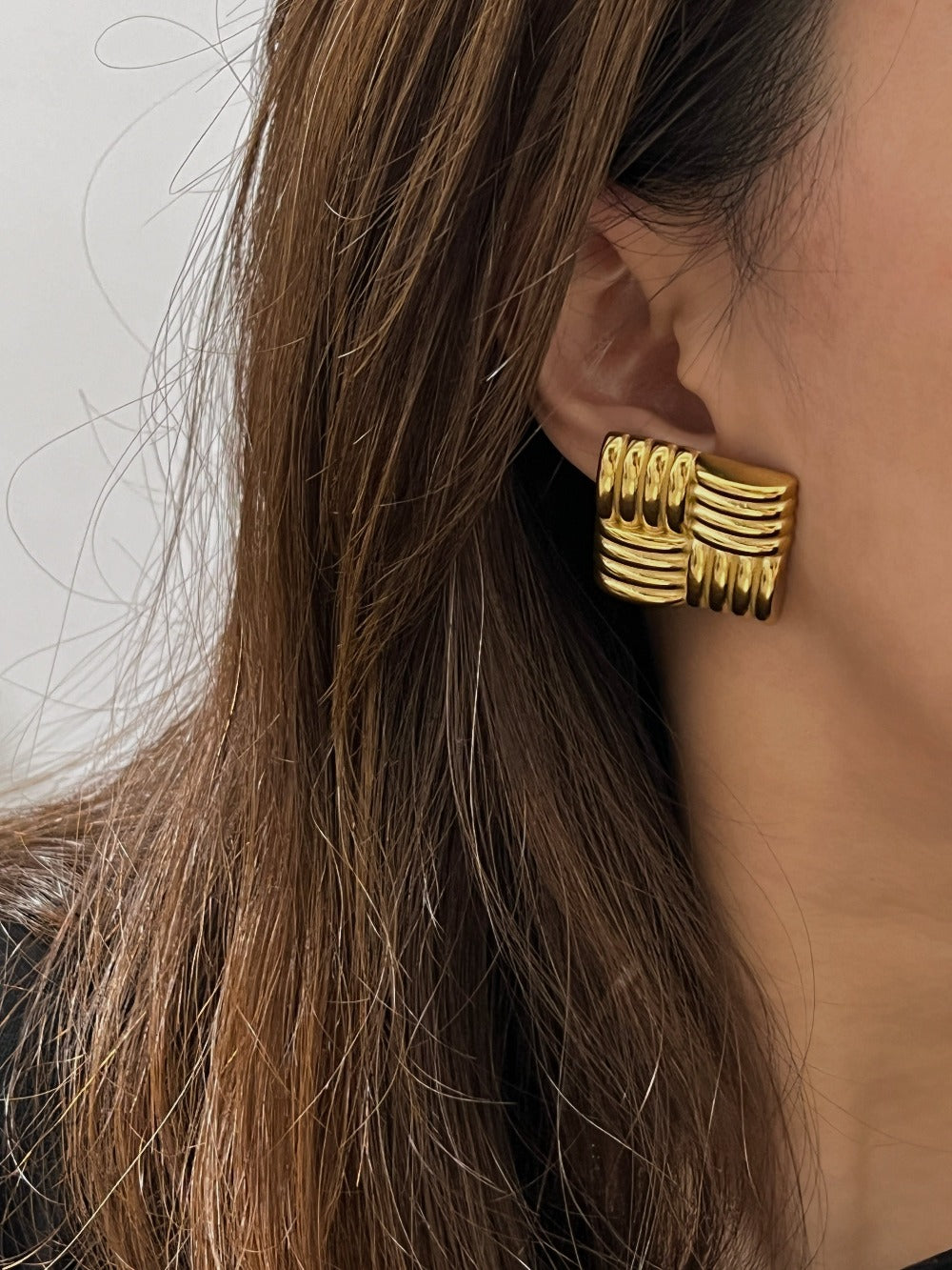 Katherine Square Textured Bold Earrings