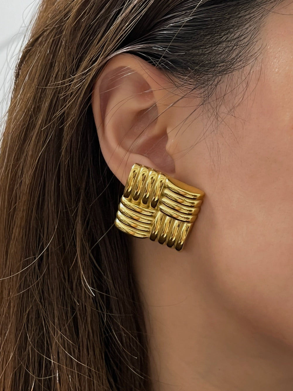 Katherine Square Textured Bold Earrings