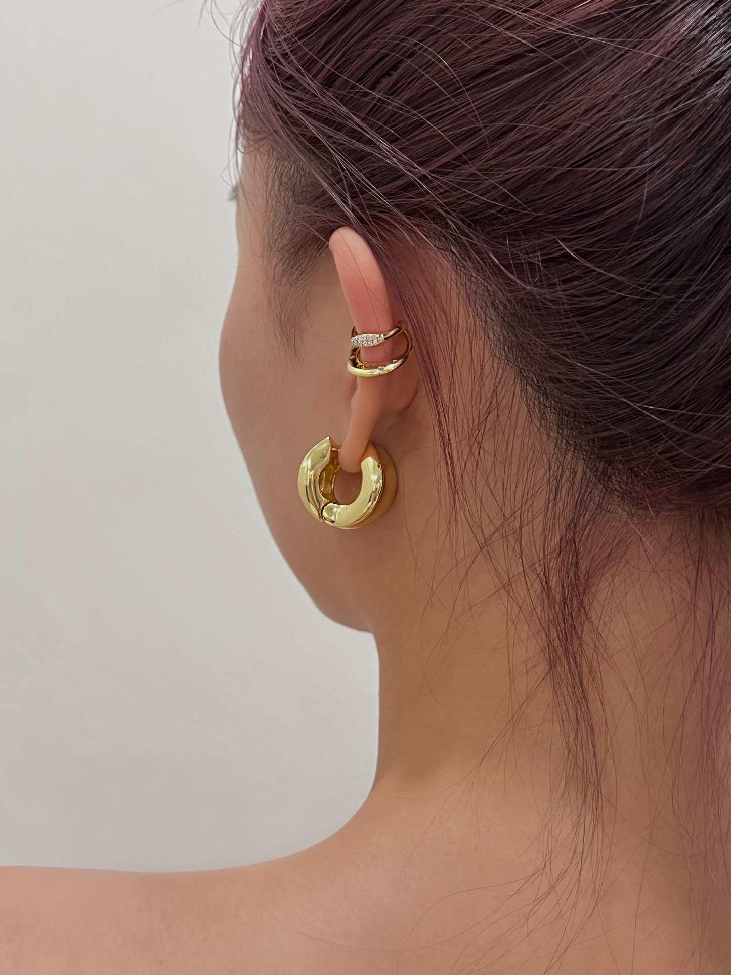 Chunky Ear Cuff, Double Band Ear Cuff, CZ Ear Cuff, Geometric Cuff Earrings, Stackable Ear Cuff, Non Pierced Earrings, Minimalist Lobe Cuff