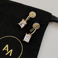 Candice Emerald Cut Diamond CZ Clip-On Earrings