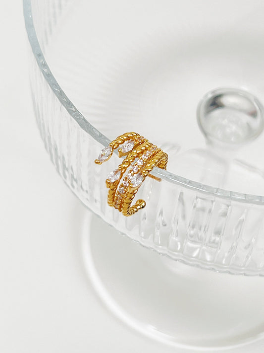 Anita marquise ear cuff, 18k gold pvd.
