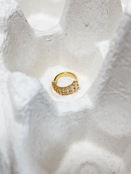 Detail of the hand-set 5A CZ stones on the Emily Double Cuff