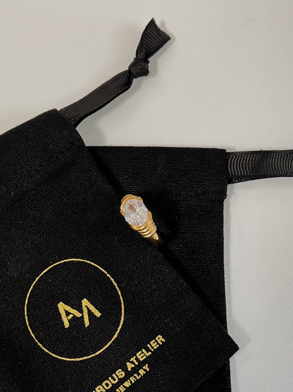 Chiara sparkle dome ring with 5a cubic zirconia gold pvd