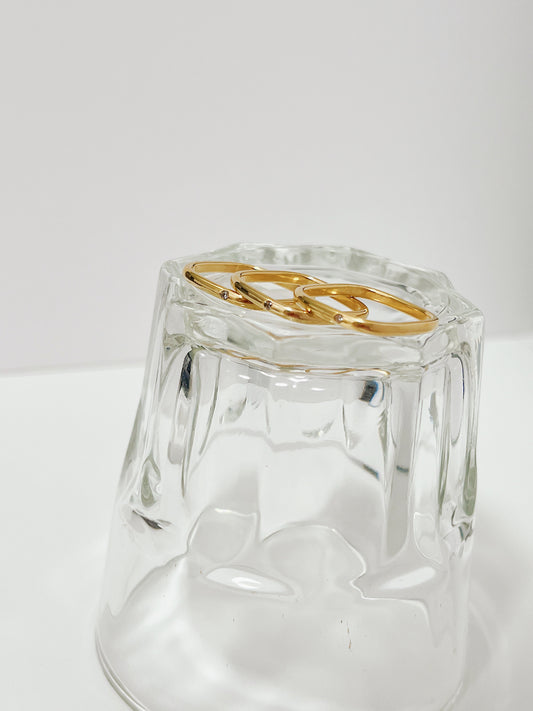 Ivy minimalist square ring in waterproof 18k gold plated stainless steel
