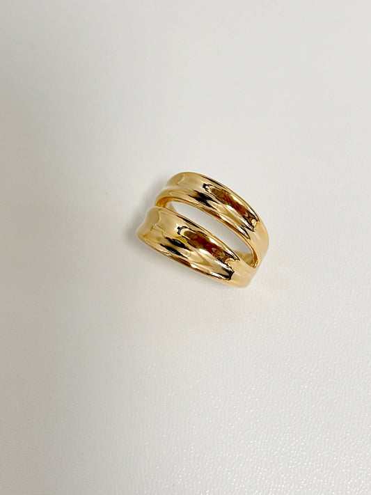 Renee double band ring in waterproof 18k gold PVD plated stainless steel