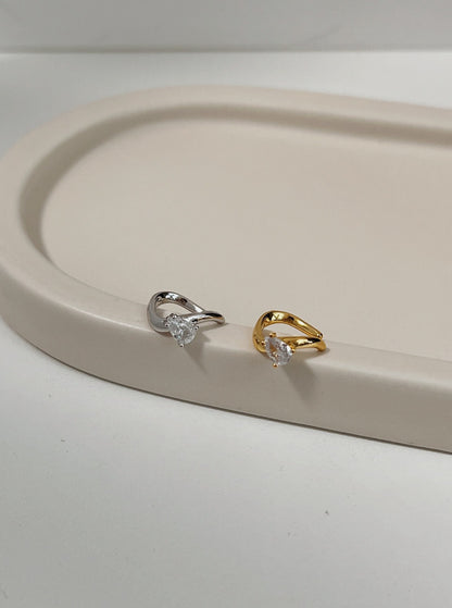 Detail of the pear-cut CZ stone on the Tiffany Ear Cuff