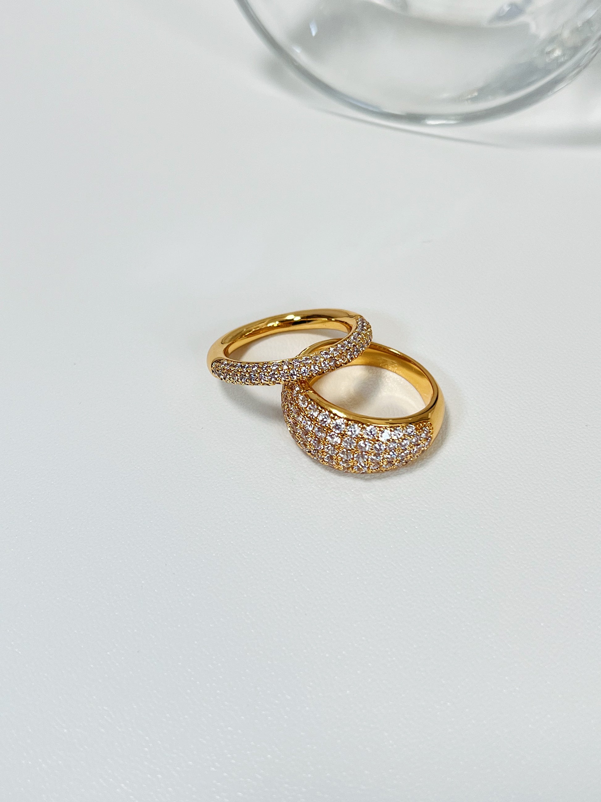 Clarette half eternity band ring in 18k gold plated brass