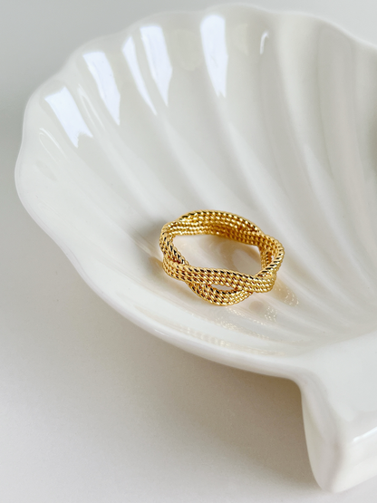 Premium 18k gold plated thick braided ring for everyday stack Australia