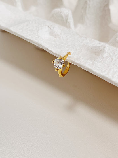 Dainty round cut cz ear cuff, 18k gold vermeil.