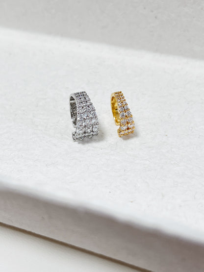 Side-by-side of Emily Gold and Silver double-layer ear cuffs
