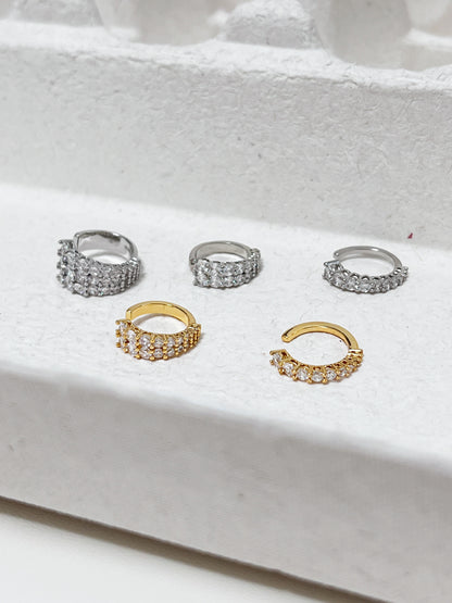 Emily Pavé Ear Cuff set showing 1-layer, 2-layer, and 3-layer options.