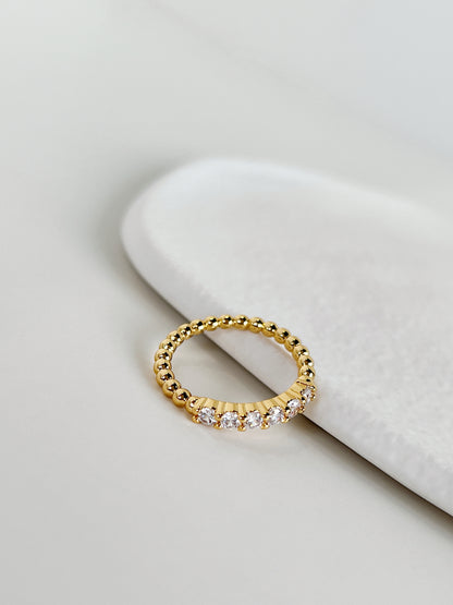 Waterproof non tarnishing gold beaded stacking ring minimalist jewelry