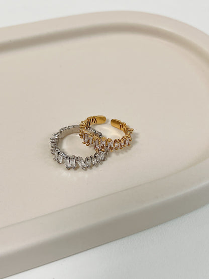 High-intensity sparkle 5A grade CZ baguette ring by Aurous Atelier