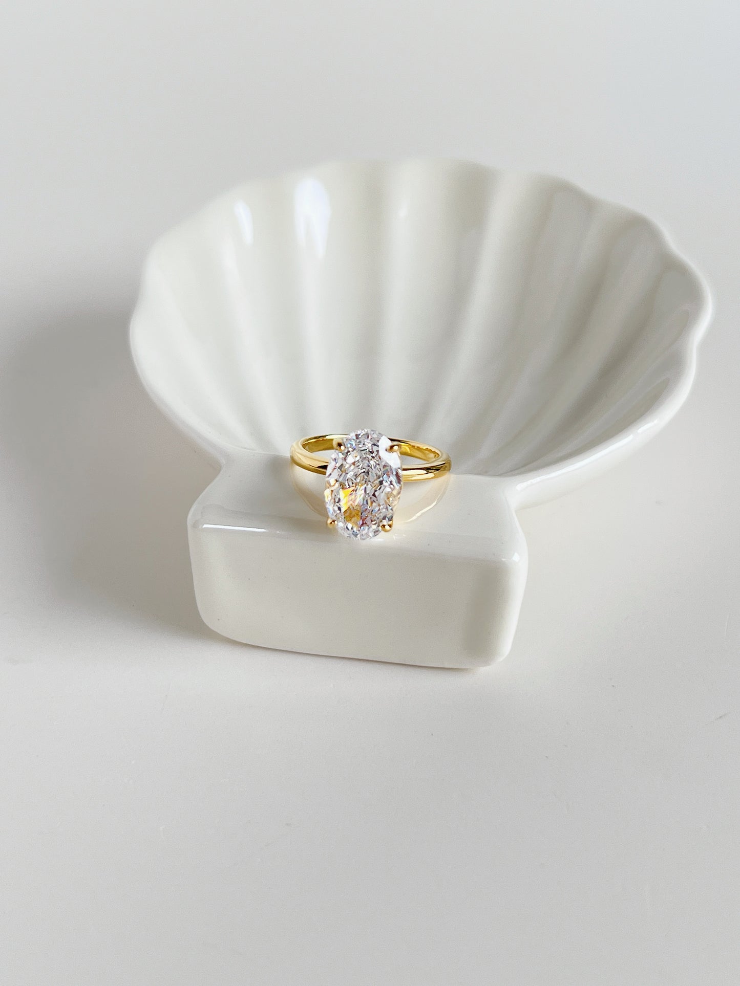 Tarnish resistant gold vermeil 3ct oval ring for women US UK shipping