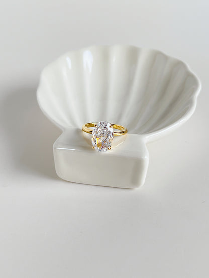 Tarnish resistant gold vermeil 3ct oval ring for women US UK shipping