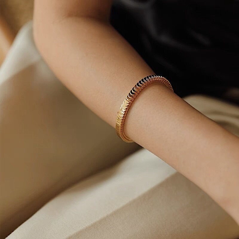 Snake Chain Bracelet, Minimalist Thick Chain Bracelet, Layering Bracelet, Gold Chain Bracelet, Dainty Bracelet, Delicate Everyday Bracelet,