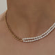 Luna Half Pearl Half Figaro Chain Necklace