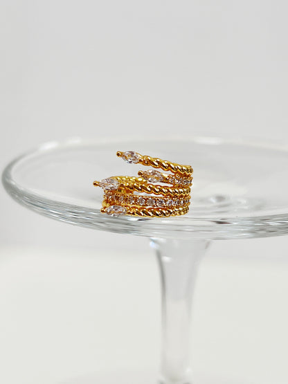 Front view of Anita cuff, high-shine gold finish.