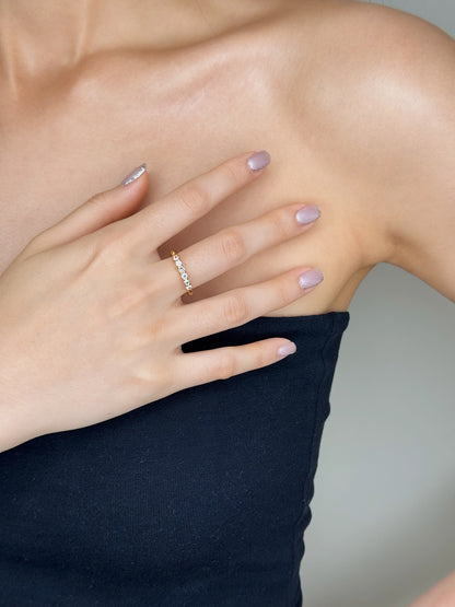 Modern jewelry styling with a delicate beaded gold ring for everyday in London
